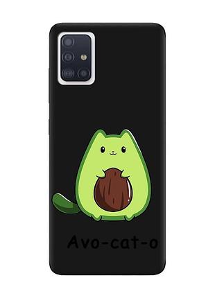 Матовый чехол с черными боками на samsung galaxy a71/a715 :: котик авокадо (принт 306)