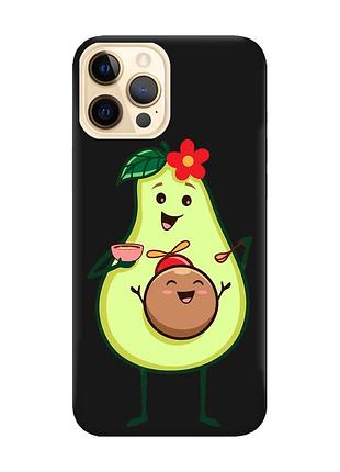 Матовый чехол с черными боками на apple iphone 12 pro max :: малыш авокадо (принт 309)
