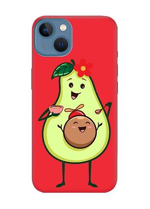 Матовый чехол с красными боками на apple iphone 13 :: малыш авокадо (принт 309)