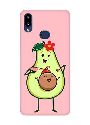 Матовый чехол с розовыми боками на samsung galaxy a10s (a107) :: малыш авокадо (принт 309)