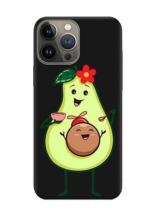 Матовый чехол с черными боками на apple iphone 13 pro :: малыш авокадо (принт 309)