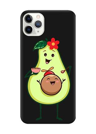 Матовый чехол с черными боками на iphone 11 pro max (6.5) :: малыш авокадо (принт 309)