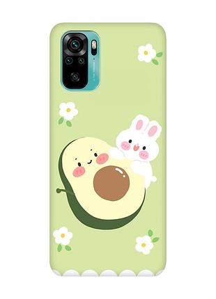 Матовий чохол з чорними боками на xiaomi redmi note 10/note 10s :: авокадо і зайченя (принт 311)