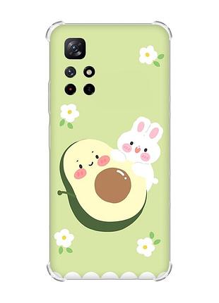 Чехол с утолщёнными углами для xiaomi redmi note 11 4g :: авокадо и зайчонок (принт 311)