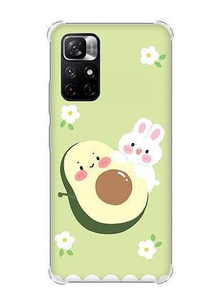 Чохол з потовщеними кутами на xiaomi redmi note 11 5g :: авокадо і зайченя (принт 311)