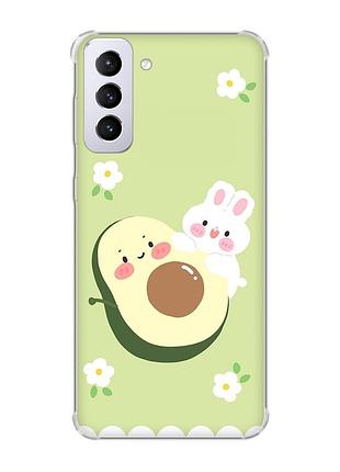 Чехол с утолщёнными углами на samsung galaxy s21 plus :: авокадо и зайчонок (принт 311)