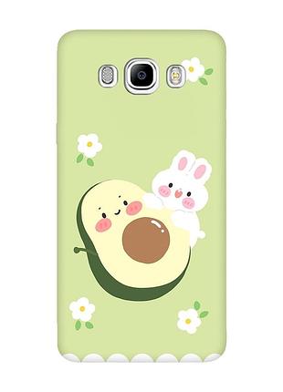 Матовый чехол с черными боками на samsung galaxy j7(2016) j710 :: авокадо и зайчонок (принт 311)