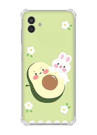Чехол с утолщёнными углами на samsung galaxy m13 5g :: авокадо и зайчонок (принт 311)