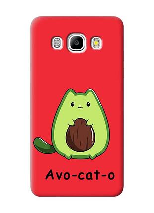 Матовий чохол з червоними боками на samsung galaxy j5 (2016) j510 :: котик авокадо (принт 306)