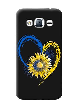 Матовый чехол с черными боками на samsung galaxy j3/j310 :: сердце с подсолнухом. украина (принт 260)