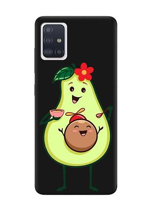 Матовый чехол с черными боками на samsung galaxy a71/a715 :: малыш авокадо (принт 309)
