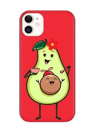 Матовый чехол с красными боками на apple iphone 11 (6.1) :: малыш авокадо (принт 309)