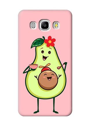Матовый чехол с розовыми боками на samsung galaxy j5(2016) j510 :: малыш авокадо (принт 309)