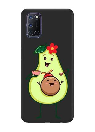 Матовый чехол с черными боками на oppo a52/a72/a92 :: малыш авокадо (принт 309)
