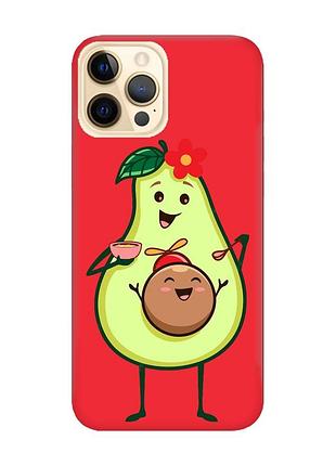 Матовый чехол с красными боками на apple iphone 12 pro max :: малыш авокадо (принт 309)