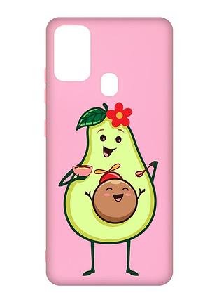 Матовый чехол с розовыми боками на samsung galaxy m30s/m21 :: малыш авокадо (принт 309)