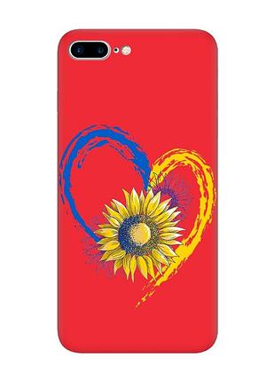 Матовый чехол с красными боками на apple iphone 7 plus/8 plus :: сердце с подсолнухом. украина (принт 260)