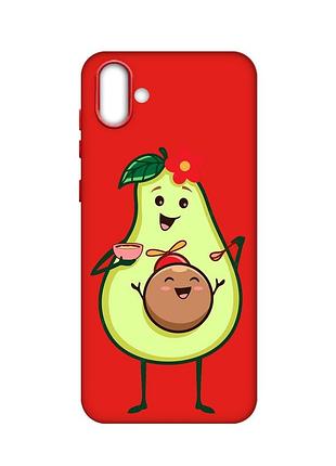 Матовий чохол з червоними боками на samsung galaxy a04 :: малюк авокадо (принт 309)