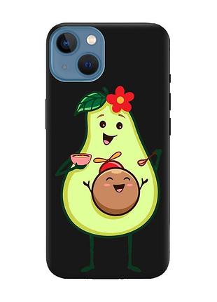Матовый чехол с черными боками на apple iphone 13 :: малыш авокадо (принт 309)