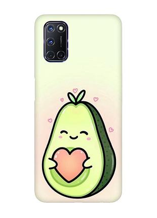 Матовий чохол з чорними боками на oppo a52/a72/a92 :: кавай авокадо з сердечком (принт 310)