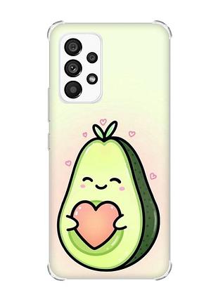 Чехол с утолщенными углами на samsung galaxy a53 :: кавай авокадо с сердечком (принт 310)
