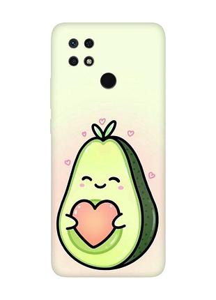 Матовый чехол с черными боками на xiaomi redmi 10c :: кавай авокадо с сердечком (принт 310)