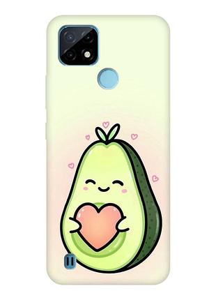 Матовый чехол с розовыми боками на realme c21y :: кавай авокадо с сердечком (принт 310)