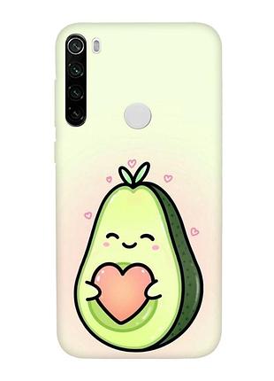 Матовий чохол з чорними боками на xiaomi redmi note 8t :: кавай авокадо з сердечком (принт 310)