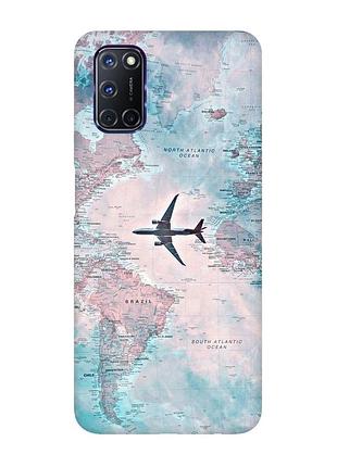 Матовий чохол з червоними боками на oppo a52/ a72/ a92 :: подорожі. карта (принт 317)