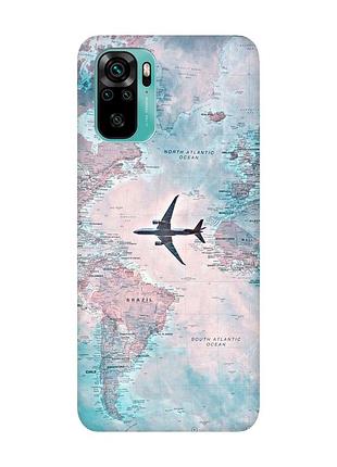 Матовий чохол з чорними боками на xiaomi redmi note 10/note 10s :: подорожі. карта (принт 317)