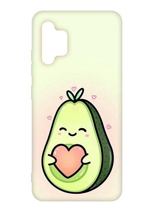 Матовый чехол с розовыми боками на samsung galaxy a32 :: кавай авокадо с сердечком (принт 310)