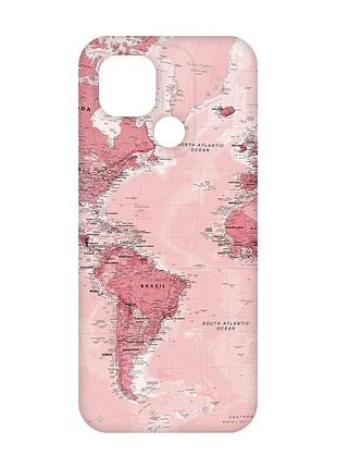 Матовый чехол с красными боками на xiaomi redmi 10c :: путешествия. карта (принт 319)