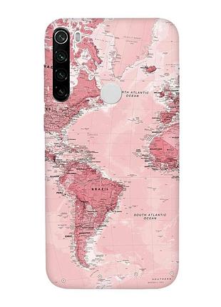 Матовый чехол с черными боками на xiaomi redmi note 8t :: путешествия. карта (принт 319)