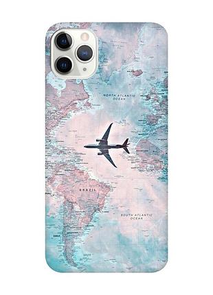 Матовый чехол с красными боками на iphone 11 pro max (6.5) :: путешествия. карта (принт 317)