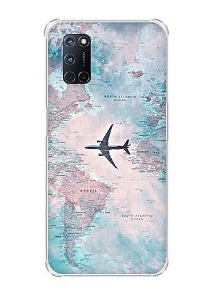 Чехол с утолщенными углами для oppo a52/ a72/ a92 :: путешествия. карта (принт 317)