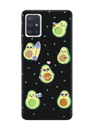 Матовий чохол з чорними боками на samsung galaxy a71/a715 :: авокадо на відпочинку (принт 302)
