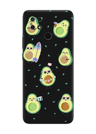 Матовый чехол с черными боками на xiaomi redmi 10c :: авокадо на отдыхе (принт 302)