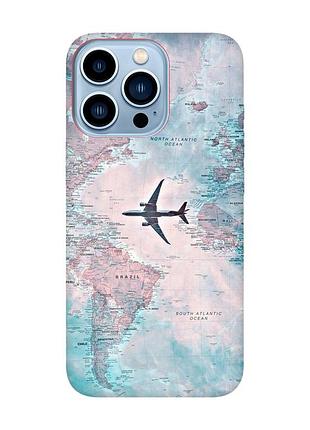 Матовий чохол з червоними боками на apple iphone 13 pro max :: подорожі. карта (принт 317)