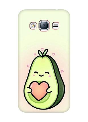 Матовый чехол с красными боками на samsung galaxy j3/j310 :: кавай авокадо с сердечком (принт 310)