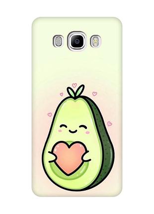 Матовый чехол с розовыми боками на samsung galaxy j7(2016) j710 :: кавай авокадо с сердечком (принт 310)