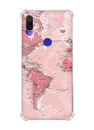 Чохол з потовщеними кутами на xiaomi redmi note 7/note 7 pro :: подорожі. карта (принт 319)