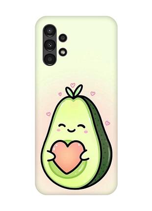 Матовий чохол з рожевими боками на samsung a13 4g :: кавай авокадо з сердечком (принт 310)