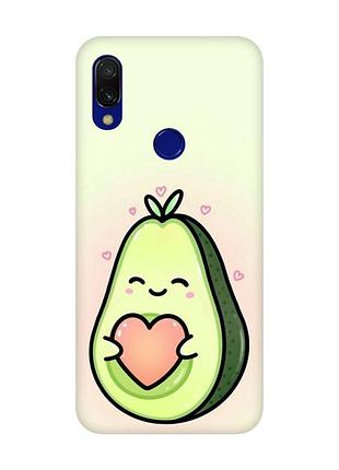Матовый чехол с розовыми боками на xiaomi redmi 7 :: кавай авокадо с сердечком (принт 310)