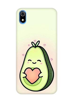 Матовый чехол с розовыми боками на xiaomi redmi 7a :: кавай авокадо с сердечком (принт 310)