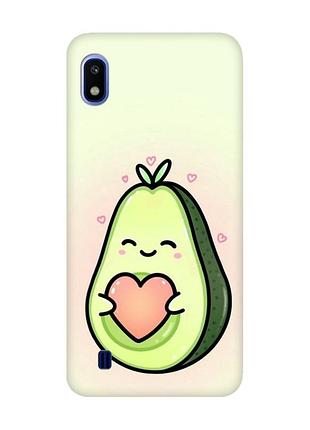 Матовый чехол с розовыми боками на samsung galaxy a10 (2019) a105 :: кавай авокадо с сердечком (принт 310)