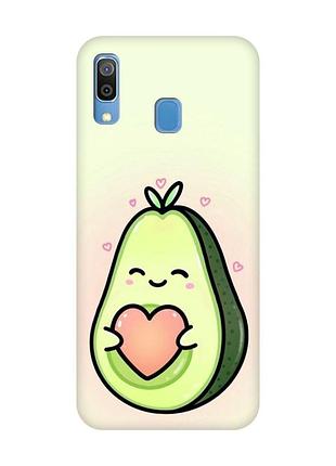 Матовый чехол с черными боками на samsung galaxy a30 (2019)/a20 (2019) :: кавай авокадо с сердечком (принт