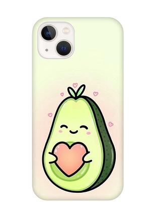 Чехол с защитой камеры на iphone 14 plus :: кавай авокадо с сердечком (принт 310)