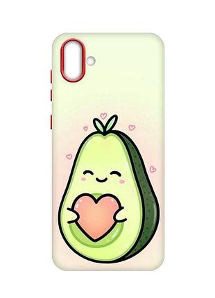 Матовий чохол з червоними боками на samsung galaxy a04 :: кавай авокадо з сердечком (принт 310)