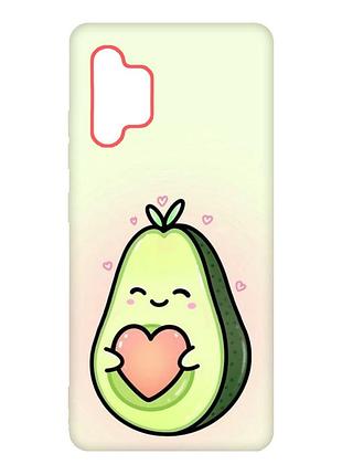 Матовий чохол з червоними боками на samsung galaxy a32 :: кавай авокадо з сердечком (принт 310)