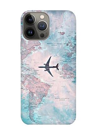 Матовий чохол з рожевими боками на apple iphone 13 pro :: подорожі. карта (принт 317)